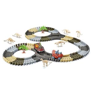 Vente chaude Flexible Piste Jeu Ensemble Train Jouet Voitures Dinosaure <span class=keywords><strong>Paradis</strong></span> <span class=keywords><strong>Route</strong></span> Course Squelette Assemblé En Plastique Dinosaure Rail Voiture Jouet - Product Image 2