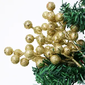 5pcs/pack Of 11cm Glitter Berries With Colorful Glitter Assorted Colors For Christmas Decoration House Decoration