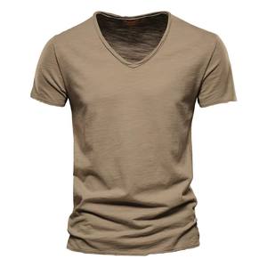 Camiseta Casual Europea Personalizada al por Mayor para Hombre, Nueva <span class=keywords><strong>de</strong></span> Verano, Ajustada, 100% Algodón, <span class=keywords><strong>Manga</strong></span> Corta, Color Sólido, Transpirable - Product Image 4