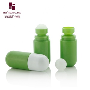 Deodorant Bottle Manufacture 50ml Round Bottom Empty Plastic Bottle for Liquid Roll On Green Bottle with White Screw Cap