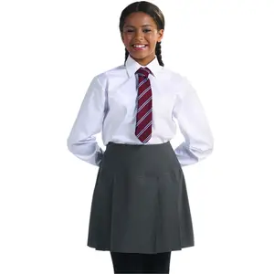 Wholesale School Uniform Shirts 100% Cotton White and Blue Long Sleeve School Shirts