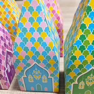 Ramadan Decoration Eid Mubarak Gift Boxes Mosque Moon Lantern Goodie Treat Candy Box For Eid Al Packages Supplies