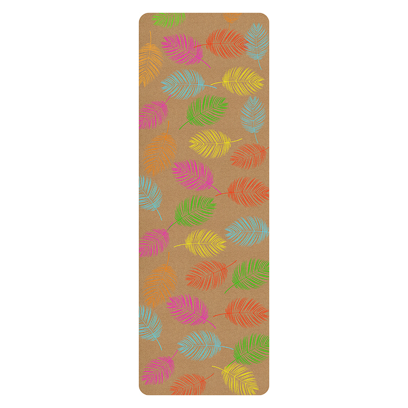 Alfombrilla de Yoga de Corcho con Impresión a Color - Hojas Vintage