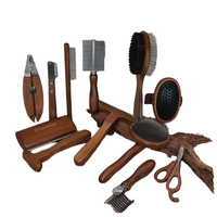 Brosse de toilettage double face en acier inoxydable et bois massif, anti-nœuds, style antique, avec perles anti-adhérentes pour chats, chiens, chevaux et moutons