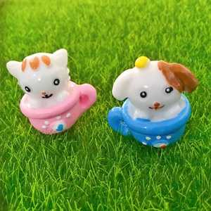<b>Miniature</b> Teacup Animal Resin Figurines Cat Dog Decor Home Craft Accessories - Product Image 1