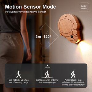 Luces <span class=keywords><strong>con</strong></span> Sensor de <span class=keywords><strong>Movimiento</strong></span> de Madera para Interiores, Funcionan <span class=keywords><strong>con</strong></span> Batería, <span class=keywords><strong>Luz</strong></span> Nocturna LED Adhesiva para Escaleras, Dormitorio - Product Image 3