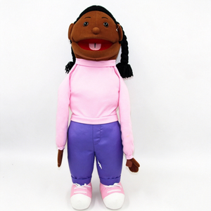 Marioneta de mano personalizada con boca móvil, marioneta de mano de peluche humana, marioneta de mano de niña negra, marioneta de mano de ventrilocuidador - Product Image 4