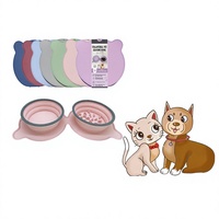 Bol double pliable en silicone pour animaux de compagnie, protection du cou, bol pour nourriture et eau pour chien et chat, voyage en plein air, camping, distributeur de nourriture pour animaux de compagnie