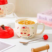 Cadeaux créatifs dessin animé mignon pomme forme lait café tasse en céramique avec couvercle et cuillère