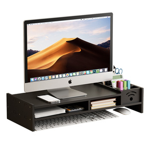 Monitor Riser <b>Stand</b> Aluminum Two Layer Black <b>Desktop</b> Display Shelf 20.4cm Wide Storage Base for Computer Screen Keyboard - Product Image 2
