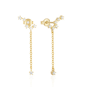 Pendientes de Plata de Ley 925 CANNER, Pendientes Geométricos con Borlas de Cadena Big Dipper, para Mujer, Oro de 18k, Regalo para el Día de San Valentín - Product Image 1