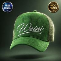 Gorra de Béisbol WEINI Personalizable con Bordado, 6 Paneles, Impermeable, Tipo Camionero, Tela Tipo Cuero, Cierre a Presión, Ajustable, Unisex