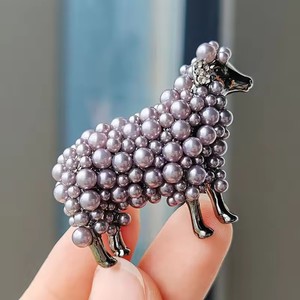 <span class=keywords><strong>Broche</strong></span> en perles d'<span class=keywords><strong>agneau</strong></span> - Convient aux hommes et aux femmes. <span class=keywords><strong>Broche</strong></span> animale mignonne pour mariage de dames. - Product Image 2