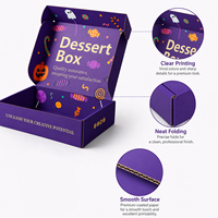 Boîte d'expédition en carton ondulé pliable, écologique et recyclable, en matériaux recyclés, thème Halloween, violette, avec logo personnalisé et doublure en mousse, pour fête