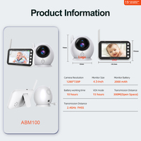Caméra de surveillance pour bébé intelligente miniature AHSX, best-seller, fournisseur, 4,3 pouces, HD 720P/1080P, audio bidirectionnel sans fil, berceuses, vision nocturne