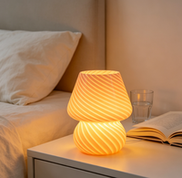 Lampe de table en verre à brancher, lampe vintage en forme de champignon, lampe de chevet pour chambre à coucher, lampe de nuit pour l'étude