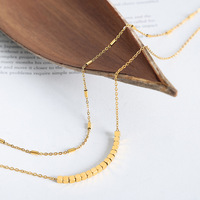 Collier Géométrique Double Couche pour Femme, Couleur Or, Style Vintage, Bijoux d'Été Superposés, Vente en Gros