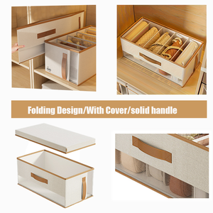 2025 New Arrival hình chữ nhật màu be <span class=keywords><strong>Linen</strong></span> gấp tủ quần áo lưu trữ quần áo <span class=keywords><strong>box</strong></span> & Thùng với hơn 35L Công suất - Product Image 4