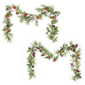 Guirlande de Noël facile à obtenir, 100-200 cm, avec pommes de pin artificielles, baies et eucalyptus, pour la décoration de la maison ou de mariage - Product Image 3