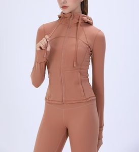 Ensemble de yoga pour femmes, veste à capuche (2 pièces, couleur unie) |   Fermetures éclair à manches longues, respirantes et hautement élastiques pour les sports de plein air - Product Image 3