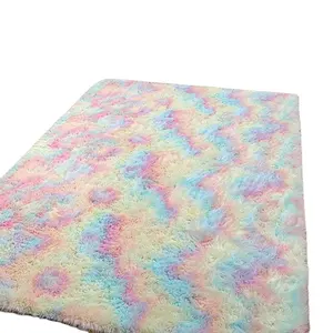 厂家价格彩虹区地毯蓬松彩色地毯可爱地板地毯蓬松儿童女婴卧室游戏垫
