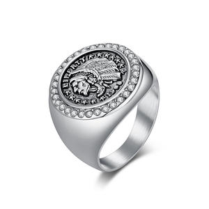 Vintage Punk vikingo hombres joyería con incrustaciones de circón joyería impermeable lujo oro Signet diamante anillo personalizado 316L - Product Image 5