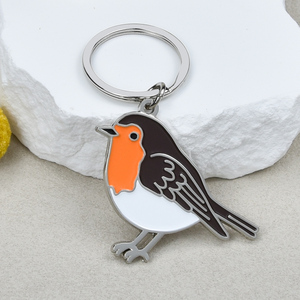 Maßgefertigter Zinklegierung Metall-Schlüsselanhänger Rundes Niedliches Vogel-Design Weiche und Harte Emaille Schlüsselanhänger - Product Image 2