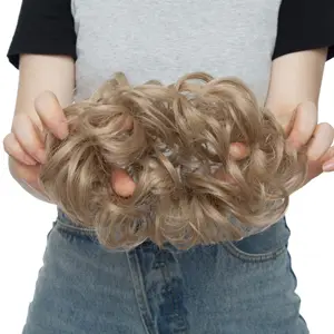 Mujeres y niñas rizado Scrunchie Hair Bun Extensiones de moño Pelo sintético Moño de pelo sintético