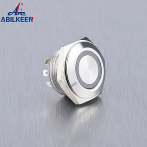 16mm Ip67 12V Ring Lamp LED Fan Horn Logo Flat Black Antivandal Metal Push Button Illuminated For Motorcycle Car Refitting