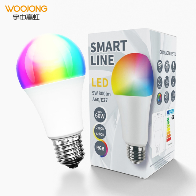 Smart Bulb 2.4GHz WiFi LED Color Changing Light Bulb with Sensor E27/B22 Base AC Powered Compatible with Alexa Google Home Siri