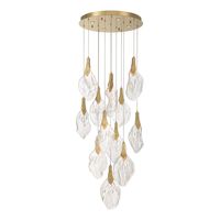 Lustre suspendu en verre de luxe moderne italien 2026 pour salon de villa, décoration intérieure créative dorée