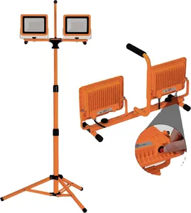 IP65 Waterproof Adjustable Metal Telescopic Twin Head Tripod Stand Work <b>Lights</b> Portable Led Flood <b>Light</b> - Product Image 1