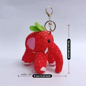 Llaveros de peluche de elefante fresa de 12 centímetros de grosor y suaves, con diseño de dibujos animados, al por mayor, de la colección Brain Roost - Product Image 3