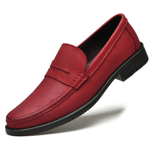 Nuove Scarpe Casual in Pelle Rosso Brillante da Uomo per l'Autunno, Traspiranti, Slip-On, Punta Rotonda, Calde e alla Moda - Product Image 6