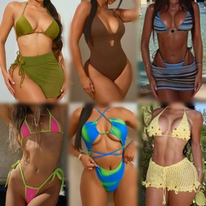 Conjunto de Ropa de Playa de Verano para Mujer, Bikini de Dos Piezas de Poliéster, Estampado Floral, Shorts Coloridos, Colección de Vestidos - Product Image 4