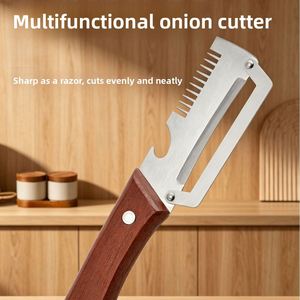Wholesale Manual Wooden Peeler and Bottle Opener Stainless Steel <b>Shredder</b> Slicer Three-in-One Fruit <b>Vegetable</b> Potato Slicer - Product Image 2