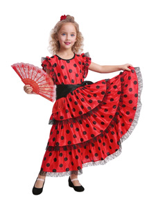 Robes de <span class=keywords><strong>danseuse</strong></span> <span class=keywords><strong>flamenco</strong></span> espagnole pour enfants pour Halloween, <span class=keywords><strong>costume</strong></span> de déguisement en polyester en stock - Product Image 5