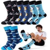 PLULON 4 paires de chaussettes hautes en mélange de coton à motifs animaux, fantaisie et amusantes, pour hommes et femmes, pour le bureau, la maison, les anniversaires