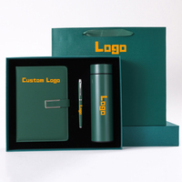 Coffret Cadeau d'Affaires de Luxe en Gros : Carnet A5 Personnalisable en Cuir PU Vert avec Stylo, Tasse Thermique et Clé USB