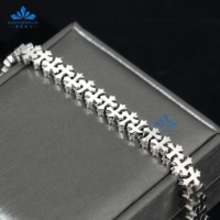 Bijoux Hip Hop personnalisés Bracelet cubain homme glacé Bracelet Moissanite en argent 925 Bracelet homme Pass Tester Coeur Fleur Cuban Link