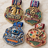 Médaille d'honneur personnalisée en métal émaillé 3D avec ruban, pour concours créatifs, clubs scolaires, robotique, musique et art, vente en gros
