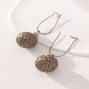 Hollowed Out <b>Sphere</b> Drop Earrings Zinc Alloy <b>Ball</b> Shape Openwork Design Fashion Jewelry - Product Image 3