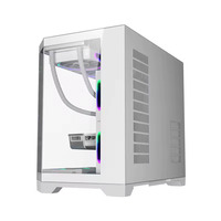 Boîtier PC de jeu pour ordinateur de bureau, double compartiment, format M-ATX, haut débit d'air, panneau supérieur perforé, verre trempé