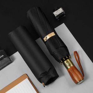 Parapluie de luxe de qualité supérieure avec poignée en bois, marque de luxe, ouverture et fermeture automatiques, pliable en 3 sections - Product Image 4