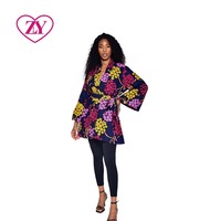 Gaun Blazer Gaya Kimono Afrika Ukuran Besar, Panjang Sedang, Motif Bunga Ankara, Ringan, Multiwarna