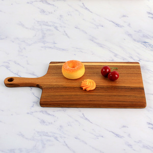 Tabla de cortar de madera de acacia de 40x20x1.5cm, rectangular, con asa, para servir frutas, pan y otros alimentos en la cocina. - Product Image 2