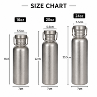 Bouteille d'eau en titane pur légère personnalisée de 16, 20, 24 oz à paroi simple, portable, anti-fuite, avec couvercle et poignée pour les sports de plein air