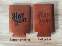 Refroidisseur de canettes de boisson personnalisé Refroidisseurs de bière isolés Manchon en cuir néoprène Support trapu Promotion personnalisée Impression par sublimation