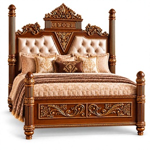 Juego de Dormitorio de Madera Hecho a Mano Royal Regency, Juego de Dormitorio Barroco con Corona Imperial, Cama King Size con Mesa de Noche y Cómoda, EE. UU. - Product Image 3