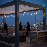 Pergola murale en aluminium Sweet Home, toit rétractable motorisé à lames orientables, auvent de jardin écologique et durable